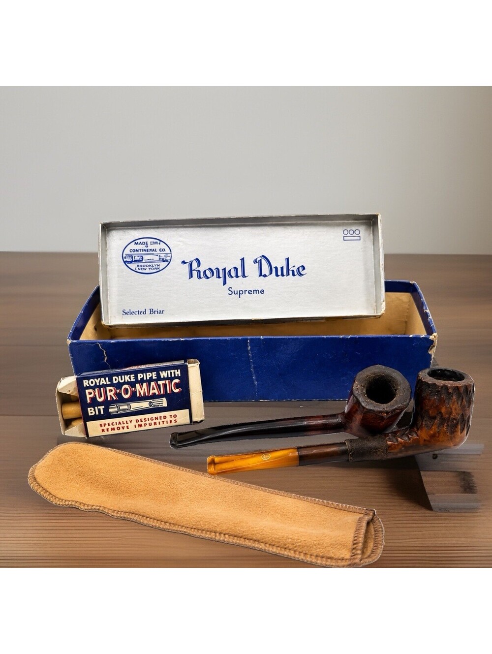 VTG Royal Duke Supreme Briar Pipe Lot Original Box Pur-O-Matic Filters Estate